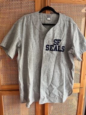 Vintage-Style SF SEALS Gray Baseball Jersey, men’s large, Ebbets Field Flannels